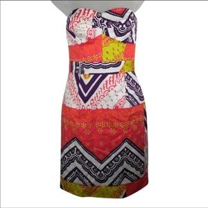 Trina Turk colorful strapless dress SZ 2